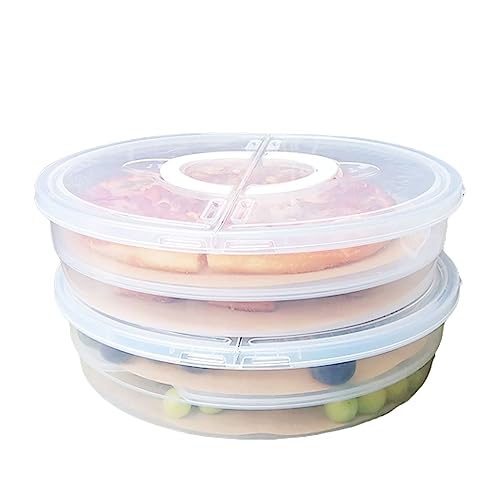 Joyfulmap Lot de 2 boîtes de rangement pour pizza avec couvercle et poignée, 30,5 cm, réutilisables avec séparateurs, papier absorbant l'huile, compartiments ronds pour gâteaux, desserts