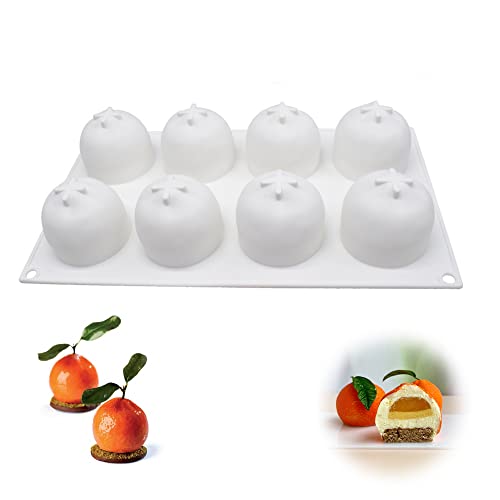 QIUMING Molde de silicone laranja molde decorativo de borracha de silicone 3D pastel mousse molde pastel decorativo de bolo de molde de mousse para assar madalenas, saboneteiras, geleias, pudins.