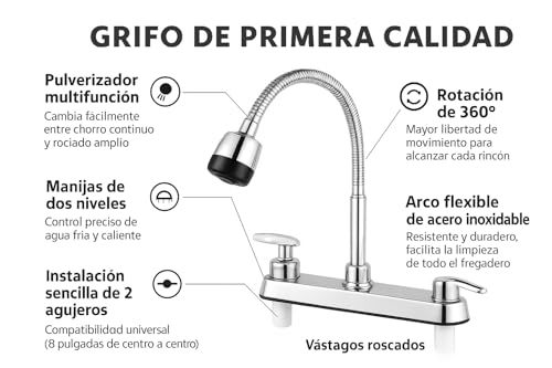 Mezcladora para fregadero cuello flexible 26 Imagen adicional