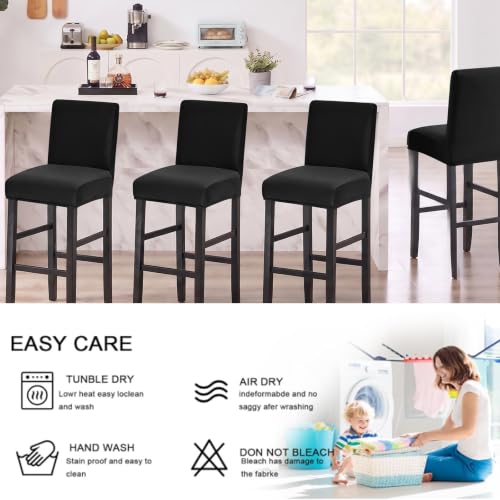 Image of FUANGUI Bar Stool Covers Set of 2, Waterproof Stretch Bar Stool Seat Covers | Washable Removable Bar Chair Covers with Backs Slipcovers, Bar Chair Covers Square for Kitchen Dining Room Cafe