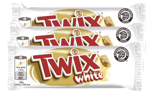 Twix Doppelriegel White 3x 46g I Schokoriegel Weiß I Schokolade Weiß I Keksriegel mit weißer Schokolade I Süßware I Snack I Pausensnack