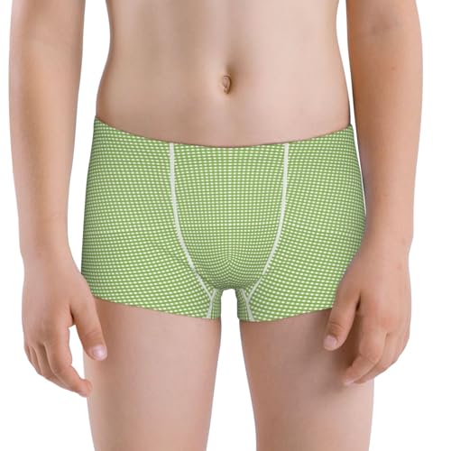 Boys' Cotton Boxer Brief Soft Underwear-Green Gingham