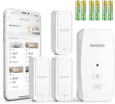 INKBIRD WiFi Digital Hygrometer Thermometer 3 Pack, IP65 Indoor Outdoor Thermometer, WiFi Remote Monitoring, Instant Alarm Notifications for Refrigerator, Greenhouse, Reptile Terrarium, Wine Cellar