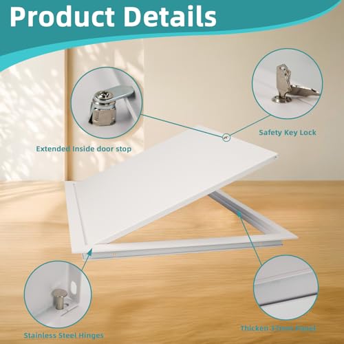 18x18 Access Panel for Drywall 18 x 18 inch Wall Hole,Metal Plumbing Access Panel for Drywall,Access Door 18x18 Wall Hole Cover,Heavy Durable 1mm Steel and Aluminum Frame,Overall Size 19.5x19.5” by EXCELFU - Image 2