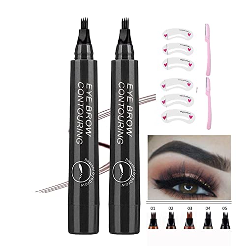 Para Cejas 2 Pack, Resistente Al Agua, 4 Puntas, LíQuido Para Cejas De Larga DuracióN, FáCil De Usar, Maquillaje, Cejas, LíQuido Natural, LáPiz Para Cejas Cover