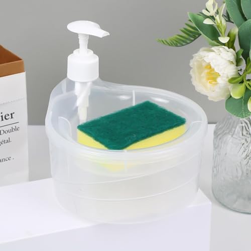Image of Double Layer Soap Dispenser for Bathroom Accessories Dishwasher Liquid Holder Liquid Dispenser Pump with Sponge Holder Kitchen Sink Accessories Items(Multi Colour) Plastic