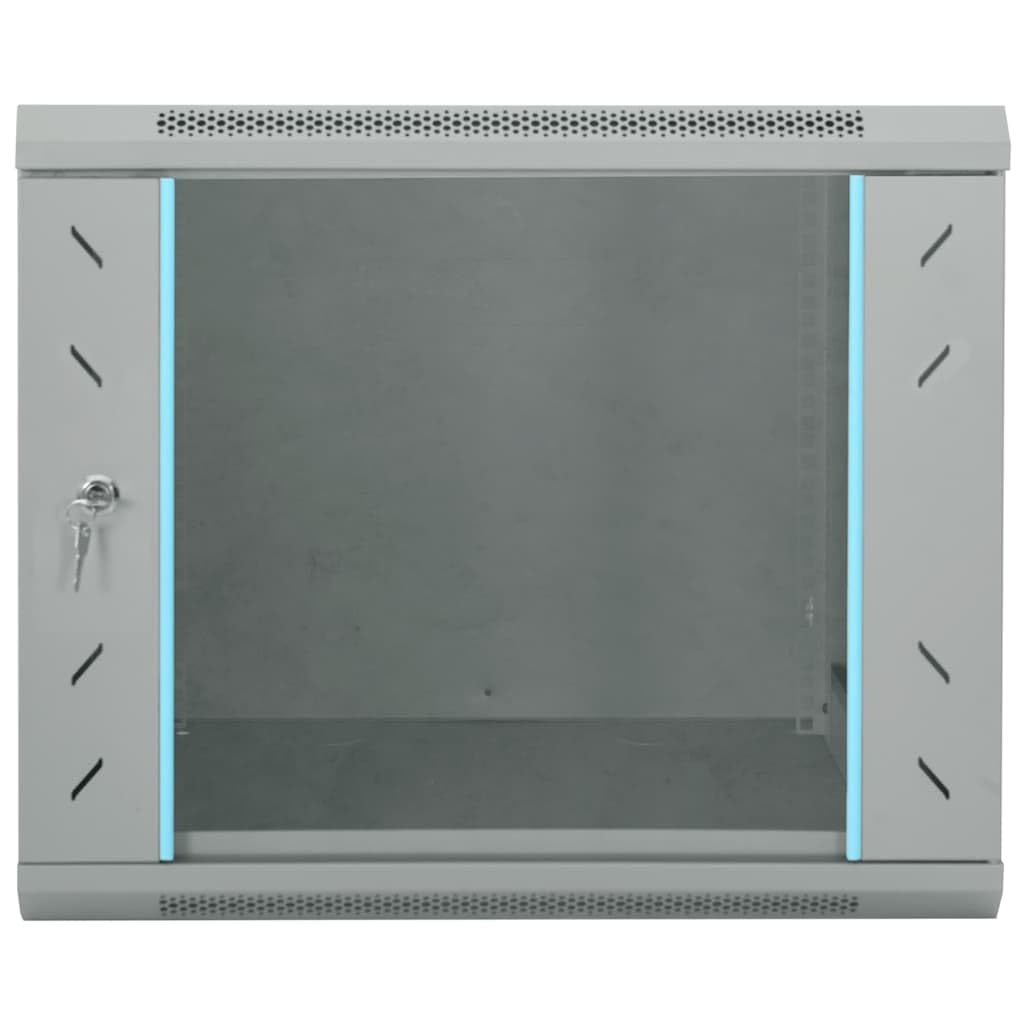 Armadio di rete 60 x 60 x 50 cm, alloggiamento da parete da 19 pollici, armadio server in acciaio con serratura, per tecnologia di rete, attrezzature informatiche, grigio