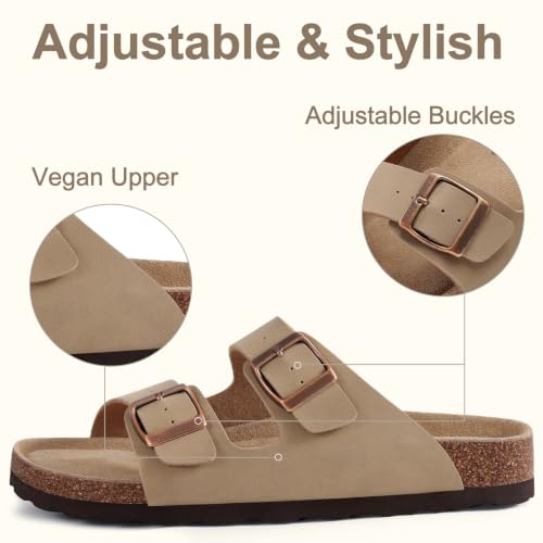 Image of KIDMI Women's Cork Footbed Casual Summer Sandals with Mild Arch Support