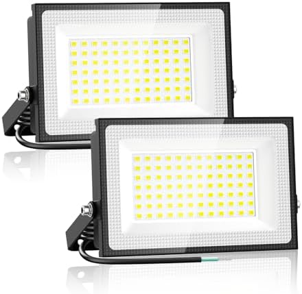 Onforu 2 Pack Outdoor LED Flood Lights 500W Equiv, 4500lm Super Bright Security Light, 6500K White Daylight, 50W Outdoor Floodlight, IP66 Waterproof Floodlights