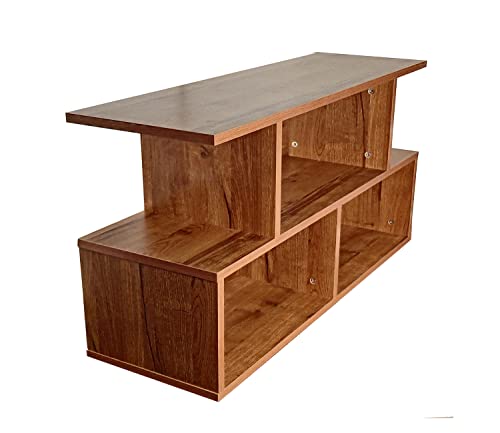 Image of AAROORA Engineered Wood TV Entertainment Unit with Storage Shelf (Wallnut Finish), 30 x 90 x 55 CM