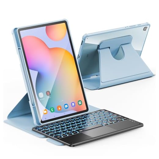 INFILAND Capa com teclado para Galaxy Tab S6 Lite 10,4 polegadas 2024/2022/2020 modelo (SM-P610/P613/P615/P619), [almofada aderente de alta precisão] com suporte giratório de 360 graus e teclado