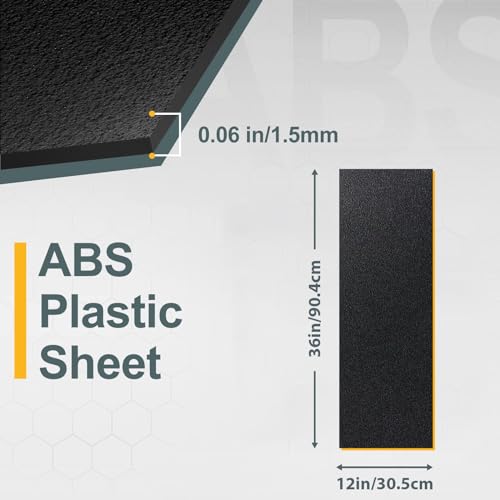 Image of Plastic Sheet 12 inch x 36 inch x 0.06 inch, Black PVC Board Flexible Moldable Impact Strength and High Tensile 1 /16 inch Thick (1.5mm) for Crafts Materials Home Decor and Handicrafts, Abs Plastic Sheets 6 Pack