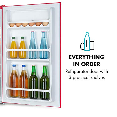 Klarstein Beercracker - 90L koelkast, inhoud: 90 liter, energie-efficiëntieklasse, incl. Vriesvak, groentevak, 3 deurvakken, flessenopener op het apparaat, 2 glazen schappen, rood - Afbeelding 7