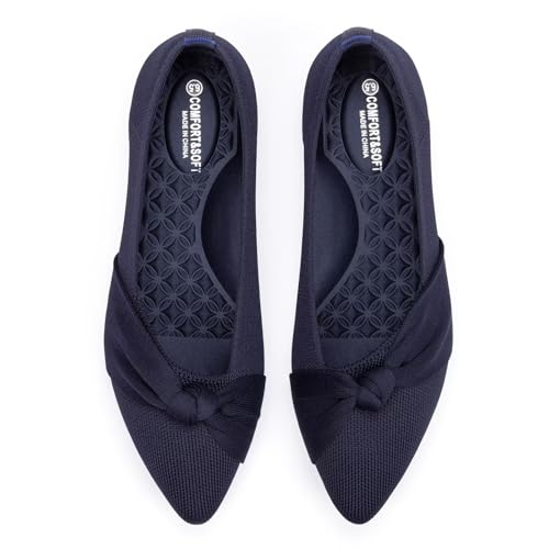 Image of Frank Mully Womens Pointed Toe Flats Knit Dress Shoes Comfort Women Shoes Softable