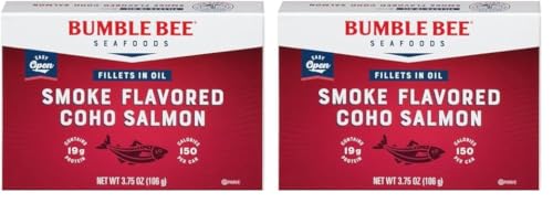 Image of Bumble Bee Smoked Red Coho Salmon Fillets in Oil, 3.75 oz (Pack of 2) | 19g Protein per Can, Omega-3 Rich, Gluten Free, Keto Friendly, Skinless & Boneless, Ready to Eat