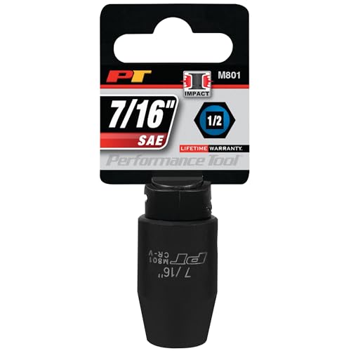 Image of Performance Tool M801 1 /2 Drive 7 /16 6-Point Impact Socket for Heavy-Duty Automotive Repairs and Maintenance