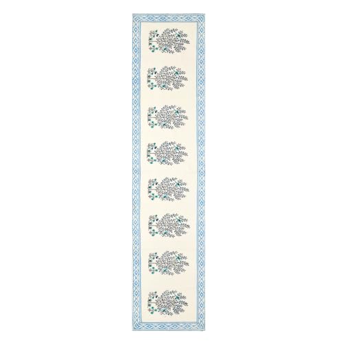 Image of BLOCKS OF INDIA Hand Block Printed Cotton Table Runner, Mat and Napkin Set for Center /Dining Table
