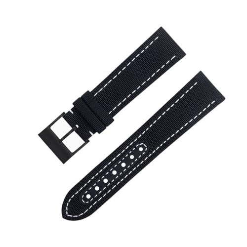 Bracelet montre nylon noir 22mm pour Avenger et Navitimer