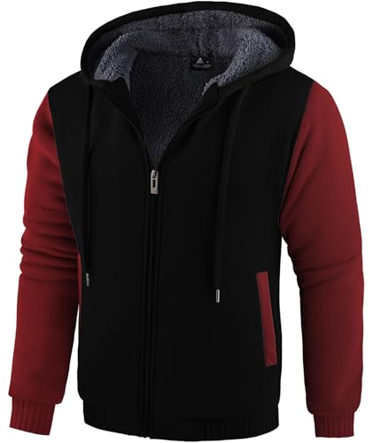 Image of V VALANCH Men's Zip Up Hoodie Fleece Winter Jacket Warm Sweatshirts | Thick Sherpa Lined, Heavyweight Coat with Pocket, Zipper Front, Athletic Outdoor Hiking Sport Running