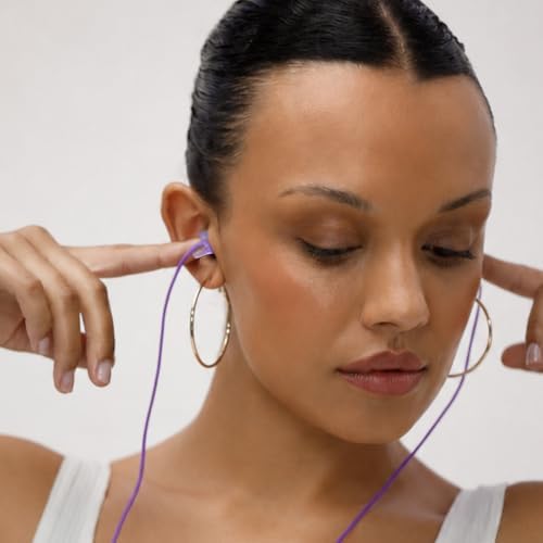 Eargasm Hyperviolet Connector Cord for Earplugs - Protect Earplugs with Flexible Purple Silicone Around Neck Lanyard String for Easy Wearing and Removal - Compatible with High Fidelity, Smaller Ears — view 2