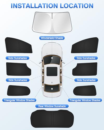 Image of Canvcle Sunshades for Chrysler Pacifica 2017-2025 2026 Accessories Windshield Sun Shade Side Rear Window Shade Cover Sun Visor Shield Privacy Protection Keep Vehicle Cool Black 8PCS