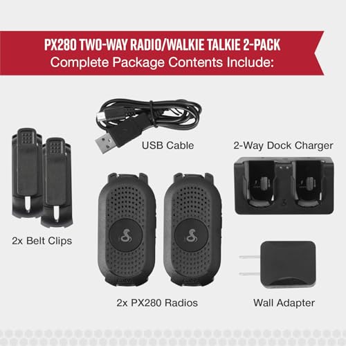 Cobra PX280 Compact Portable FRS Two-Way Radios - IP54 Certified Durability, Dock Charging, 12-Hour Battery Life, Compact Wearable Form Factor Professional Walkie Talkies for Business (2-Pack) by COBRA - Image 7