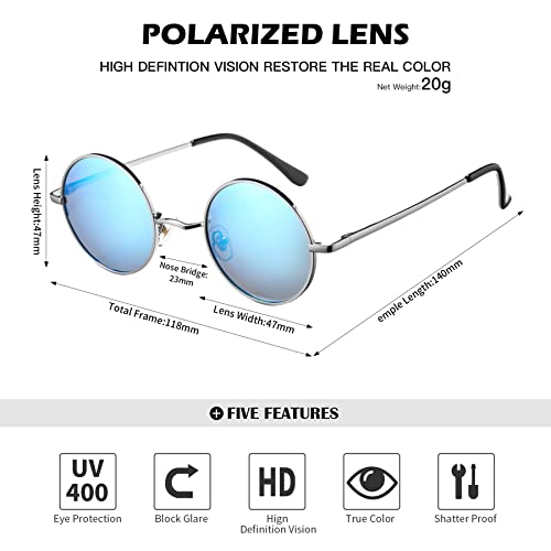 Image of Pro Acme Small Round Polarized Sunglasses for Women Men Retro Metal Shades