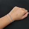 Tweruna 2 Pcs Silver Bracelet for Mens, Stackable Stainless Steel Silver Bracelet, Dainty Adjustable Chain Bracelets for Men, Sturdy Simple Cuban Link Bracelets Set, Mens Jewelry #1