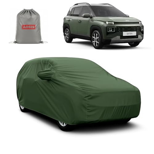 Image of AOSIS 'Waterproof' Car Cover Compatible with Hyundai Exter 300 GSM Uly Coated Thick Fabric 4X4, Adjustable Belt Buckle, Elastic Grip