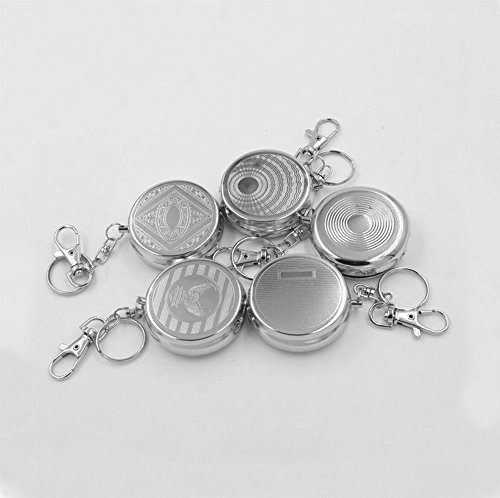 Crivers 2Pc Portable Pocket Ashtray/Vehicle Cigarette Ashtray, Mini Stainless Steel Ashtray With Key Chain And Cigarette Snuffer, Modern Ash Holder For Outdoor Use (Carved Pattern) #TOP6