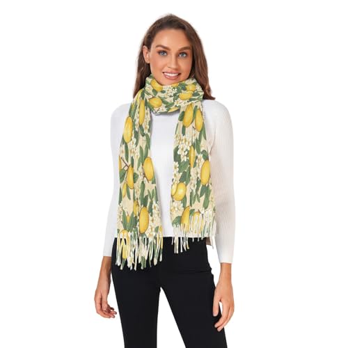 ALAZA Lemon Flowers Dots Women’s Scarf Soft Warm Long Scarves Shawl Wrap for Winter Autumn Home Office Travel3