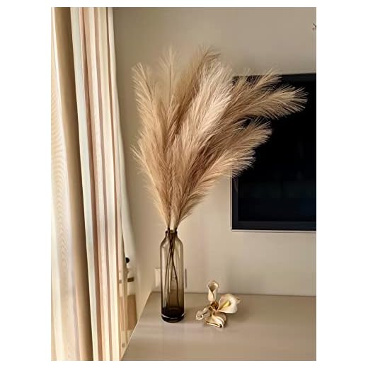 chousse 43" / 3.6 ft Pampas Grass Tall 4 Pcs - Artificial Large Pampas Grass Decor for Floor Vase, Room Decor, Home Decor, Boho Decor (Coffee & Cream)