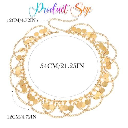 Aukmla Sequin Head Chain Jewelry Gold Egyptian Headpiece Costume Headband Hair Accessories for Women