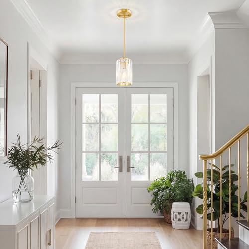 Esfos Gold Pendant Light, Modern Crystal Pendant Lights Kitchen Island, Kitchen Island Lighting with Adjustable Height, UL Certified Island Lights for Kitchen Dining Room Bedroom Hallway 1 Pack, E26 - image 8
