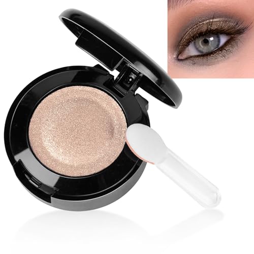 LOPHE Single Shimmer Eyeshadow, Pressed Fine Powder Eyeshadow, Highly Pigmented Longwear Blendable Eye Make up for Day&Night, Waterproof Comes with An Brush and A Small Mirror(Coffee Color)