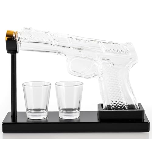Hanseküche Caraffa per whisky con 2 bicchieri, caraffa da 240 ml e bicchieri da whisky da 60 ml, set regalo per uomini, papà, fratelli, decanter per whisky per bourbon, liquori e regali unici