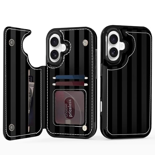 Étui portefeuille iPhone 17 avec porte-cartes intégré en cuir synthétique chic