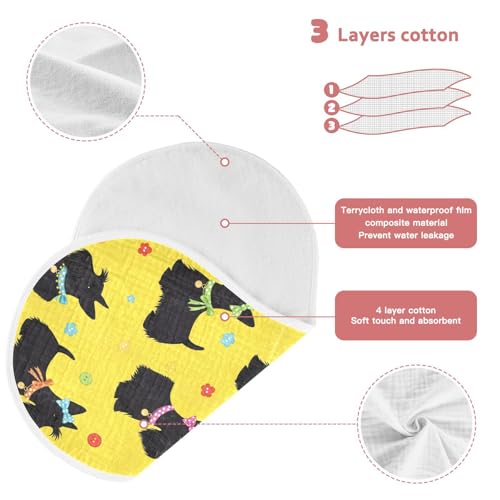 J JOYSAY Terrier Dogs Yellow Baby Burp Cloths for Boys Girls Large 22''x11'' Cotton 4 Layer Baby Washcloth for Baby Drool one sizex43