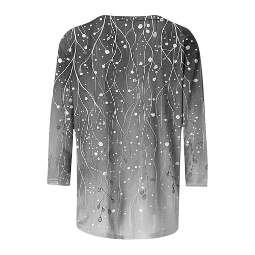 Image of 3 /4 Sleeve Tshirts Shirts for Women Vintage Flowers T Shirt Crew Neck Going Out Tops Elbow Length Sleeve Tops
