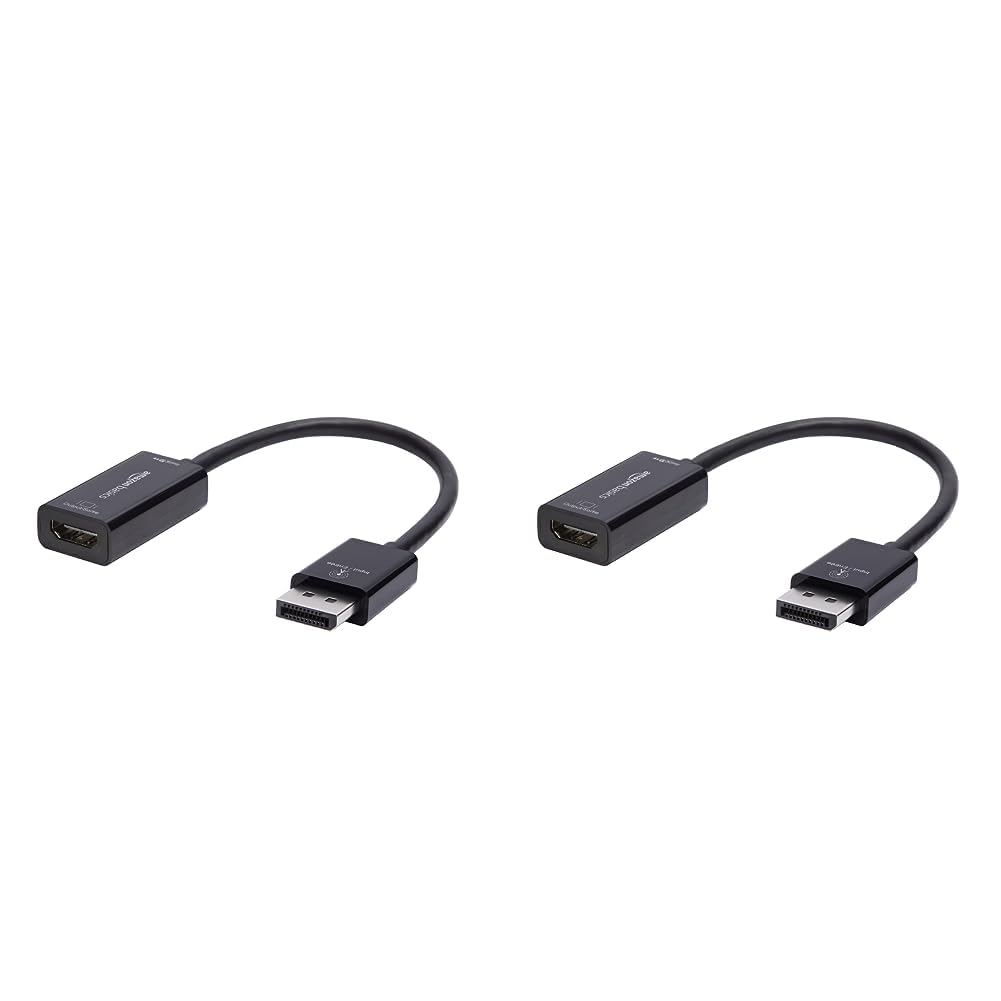 Amazon Basics DisplayPort to HDMI Adapter (4k@30Hz) (Pack of 2), Black