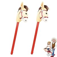 2 Stück Aufblasbares Stabpferd,Aufblasbarer Pony Stab für Kinder,Steckenpferd Aufblasbar,Aufblasbares Pferd,für Weihnachten,Pferde Motto Geburtstagsfeier,Hobby Horsing,Pferdekopfstäbe (Rot)