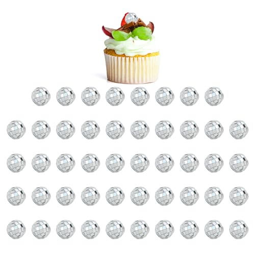 Yitexin 48 Pieces 1.18 In/3 cm Mini Disco Balls, Reflective Small Mirror Ball, Disco Ball Cake Decorations Hanging for 70s Theme Retro Party Stage Props Wedding Ornament (48 Pieces)