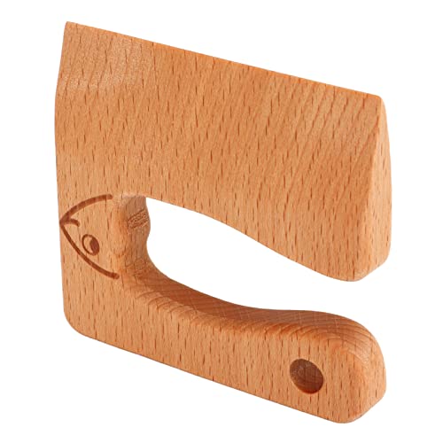 Couteau en Bois Sûr pour Enfants, Coupe-fruits et Légumes, Jouet Montessori, Outils D'extérieur pour Enfants de 2 à 8 Ans, Matériau en Hêtre (Poisson)