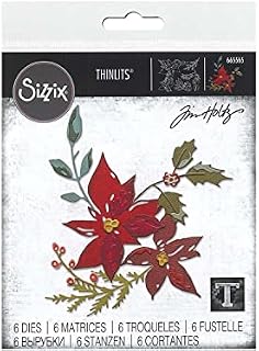 Sizzix Thinlits Die Set 6PK Festive Bouquet by Tim Holtz, 665565, Multicolour, One Size