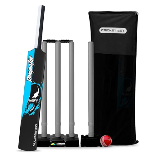 Image of Jaspo Venom Dominator Full Size Cricket Kit for Adults | 34″ Cricket Bat, Ball with Stumps & Bails with Kit Bag | Suitable for Wind Ball & Tennis Ball (Venom Domintor Full Size Kit)