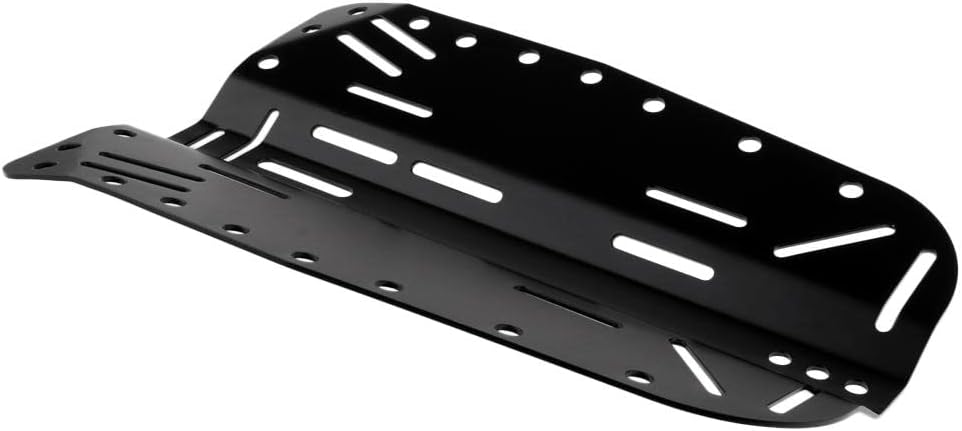 Heavy Duty Aluminum Alloy Scuba Tech Diving Backplate | Strong Corrosion with Perimeter Holes | Fits 1"" and 2"" Strap | Universal Diving Gear Kit | Black, as described