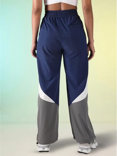 Image of CHKOKKO Women's Nylon Track Pants with Colorblock Design | Lightweight Breathable Sports Pant | Relaxed Fit Activewear for Workout, Training & Everyday Comfort