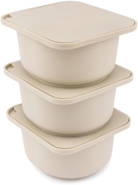 Babadoh Pizza Making Accessories | BIG Pizza Dough Proofing Containers with Lids | Set of 3 | Dough Colour | Big Size (make 12-16" Pizzas)