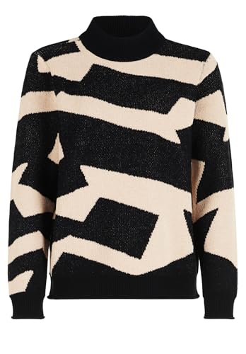 Betty Barclay Damen Strickpullover mit Jacquard 40, Black-Beige