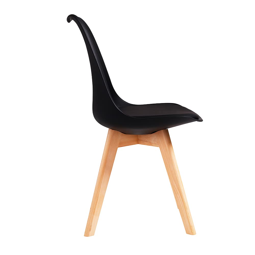 DEWINNER Chaises de Salle à Manger Scandinave Lot de 6, Chaise Noire, Pieds en Bois de Hêtre Massif